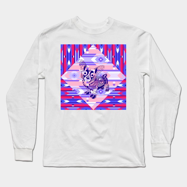 queens magical corgi dog ecopop pattern Long Sleeve T-Shirt by jorge_lebeau